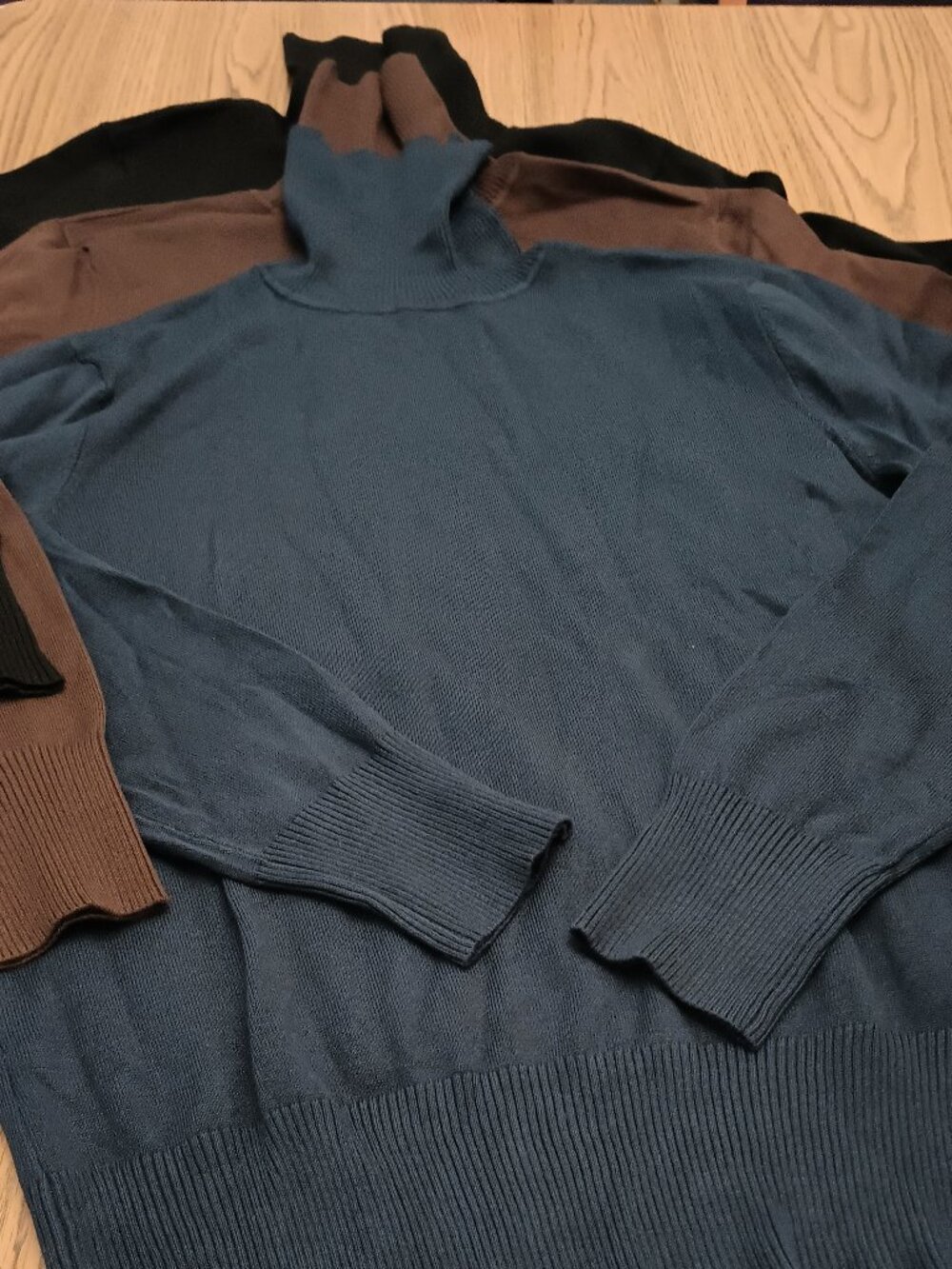 Time and Tru Size L/XL Blue, Black, and Brown Turtleneck Sweaters Includes 3